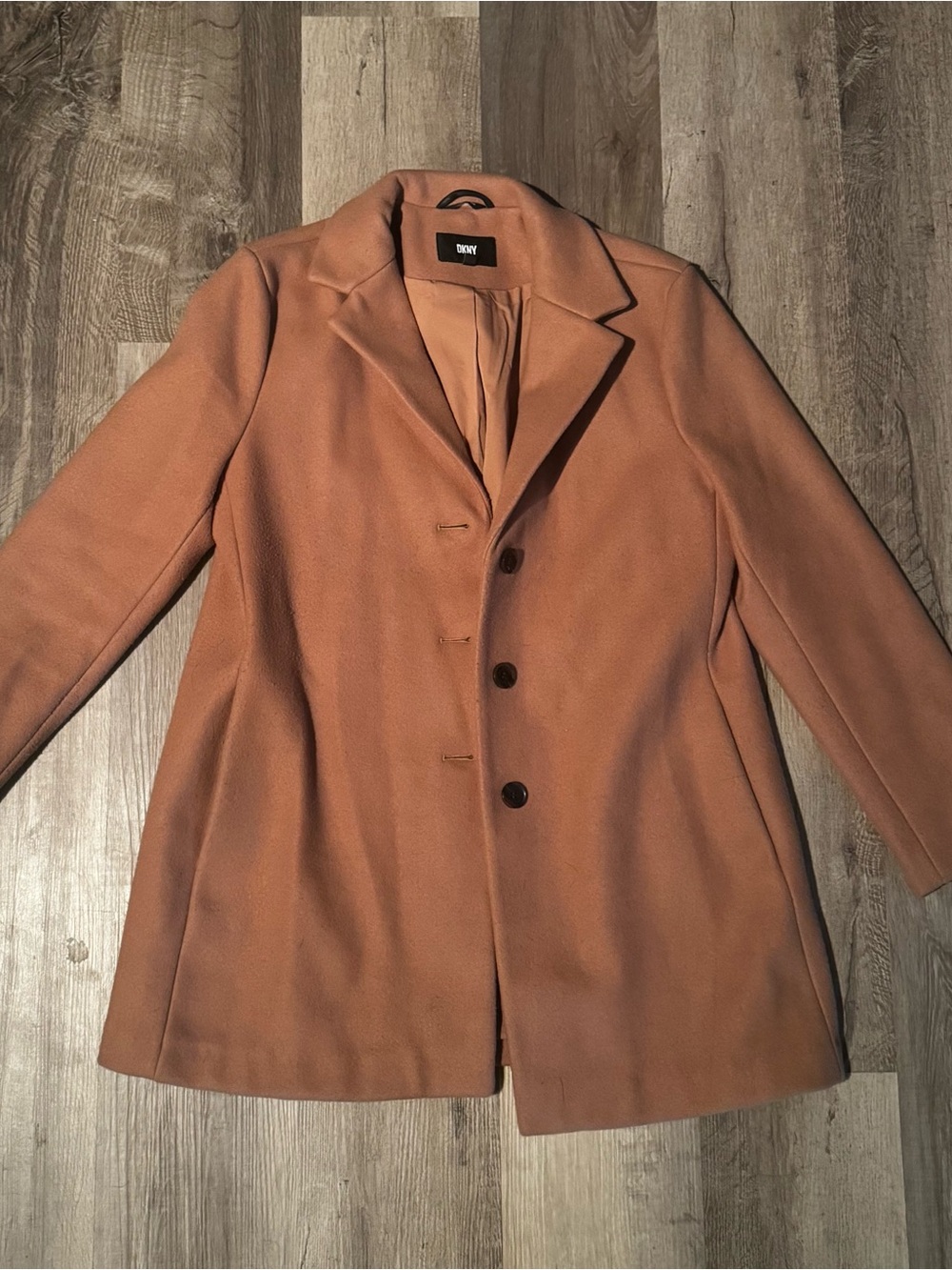 DKNY Women's Rust-Tone Single-Breasted Wool Pea Coat